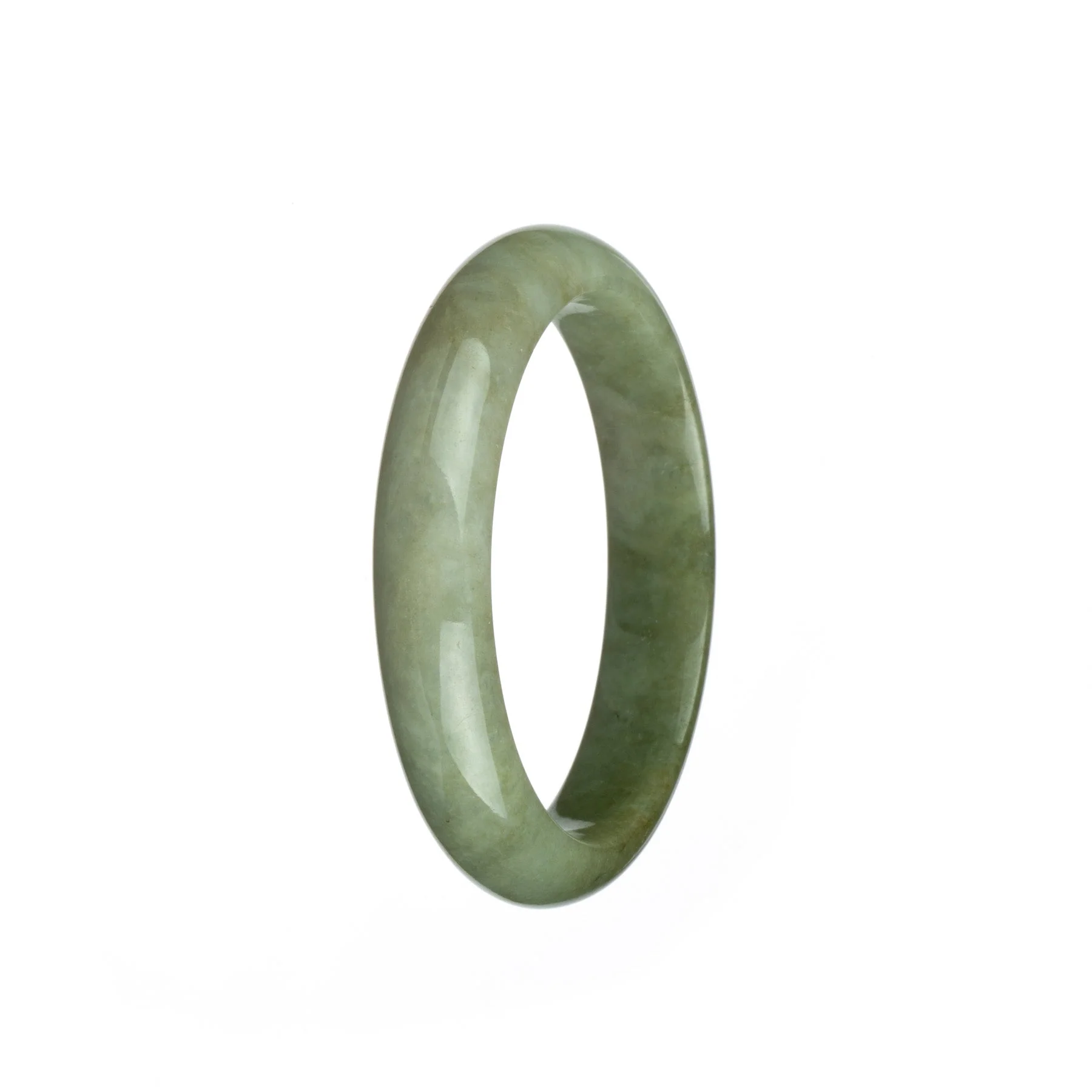 Genuine Natural White and Green Burma Jade Bracelet - 55mm Half Moon