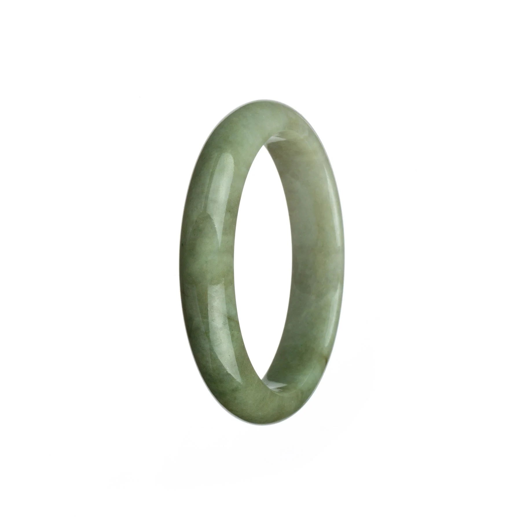 Genuine Natural White and Green Burma Jade Bracelet - 55mm Half Moon - Image 2