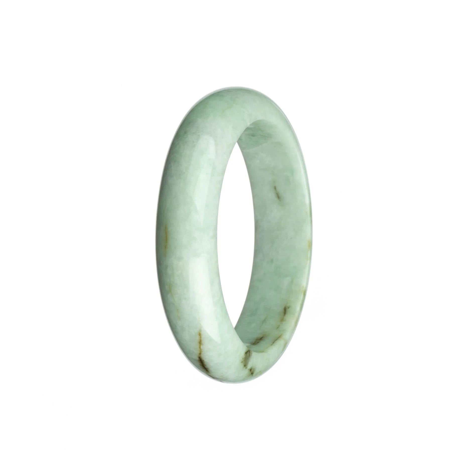 Certified Type A Pale Green Jadeite Jade Bangle Bracelet - 57mm Half Moon