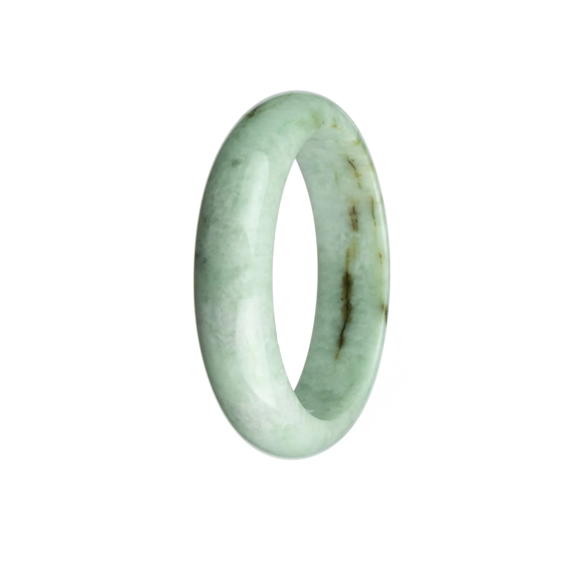 Certified Type A Pale Green Jadeite Jade Bangle Bracelet - 57mm Half Moon - Image 2