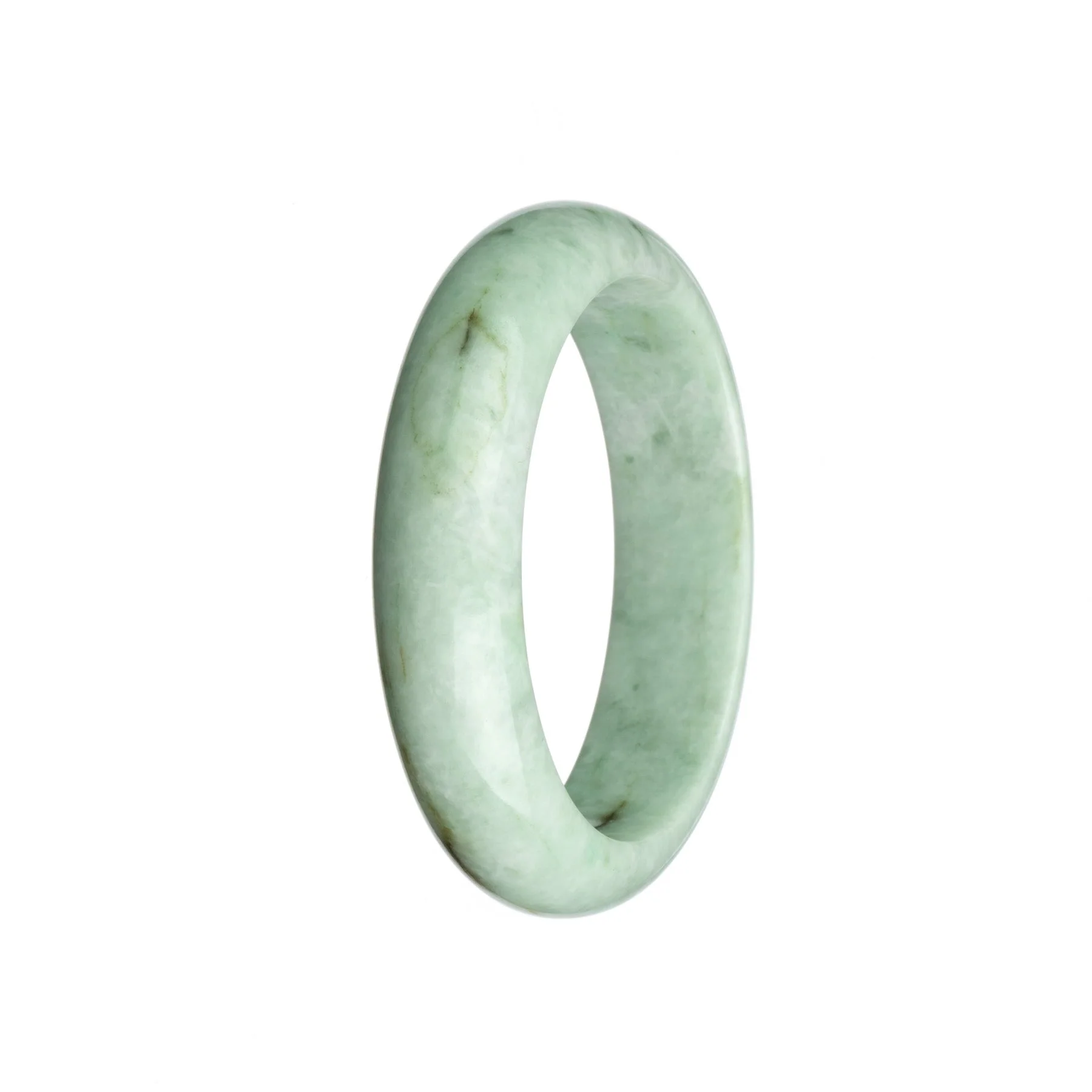 Certified Type A Pale Green Jadeite Jade Bangle Bracelet - 57mm Half Moon - Image 3
