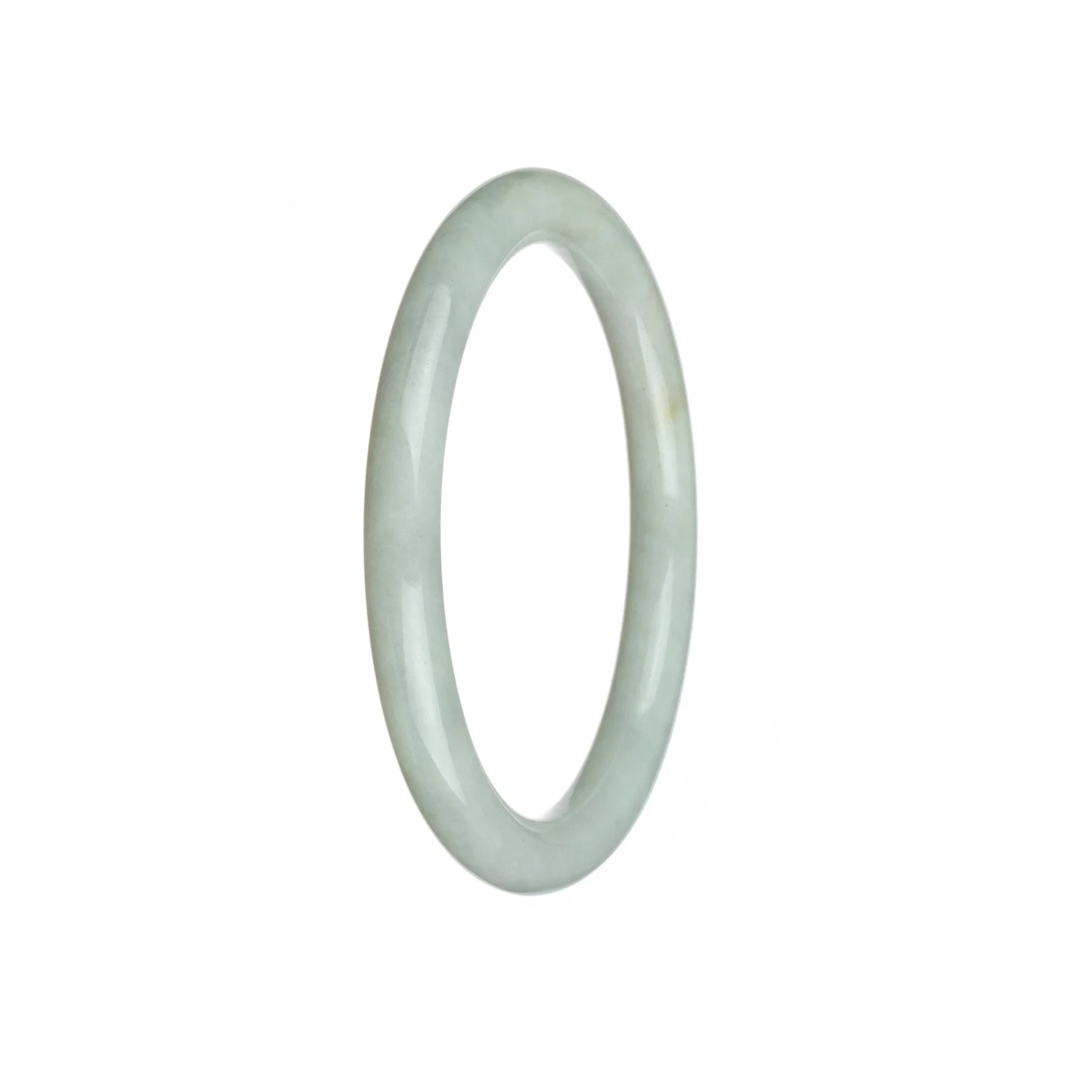 Certified Grade A White Traditional Jade Bangle - 59mm Petite Round - Image 2
