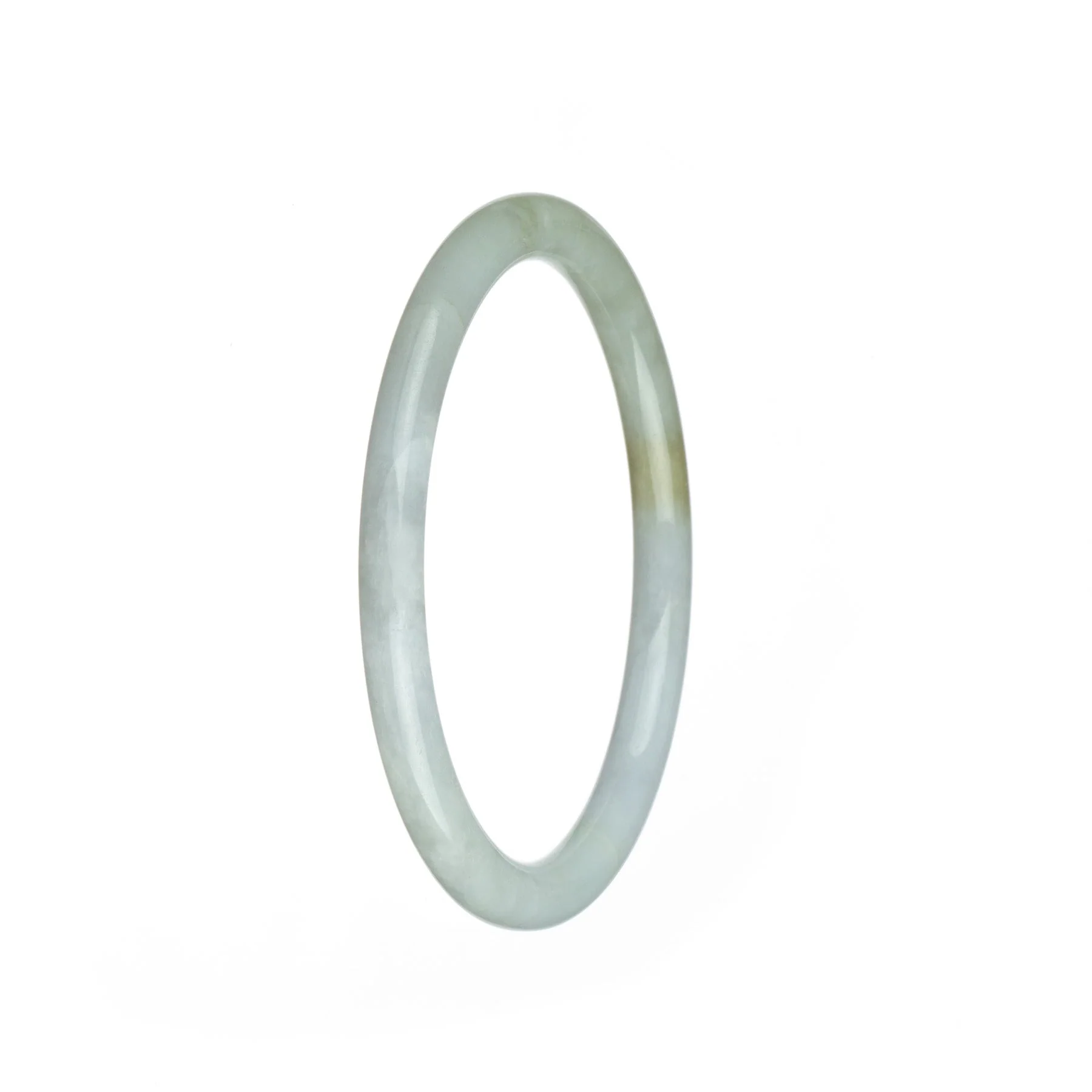 Real Grade A White and Lavender Jadeite Bangle - 63mm Petite Round