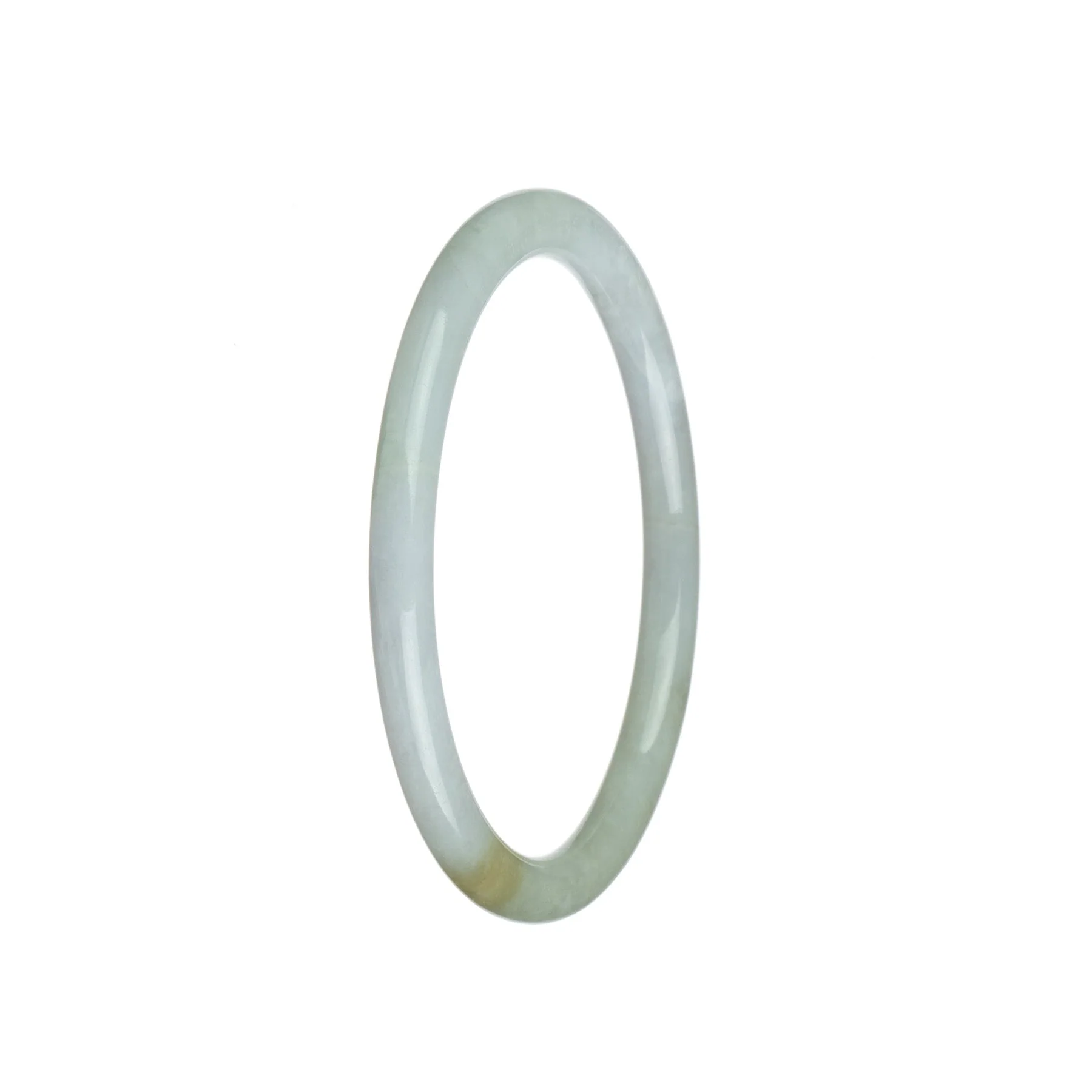 Real Grade A White and Lavender Jadeite Bangle - 63mm Petite Round - Image 3