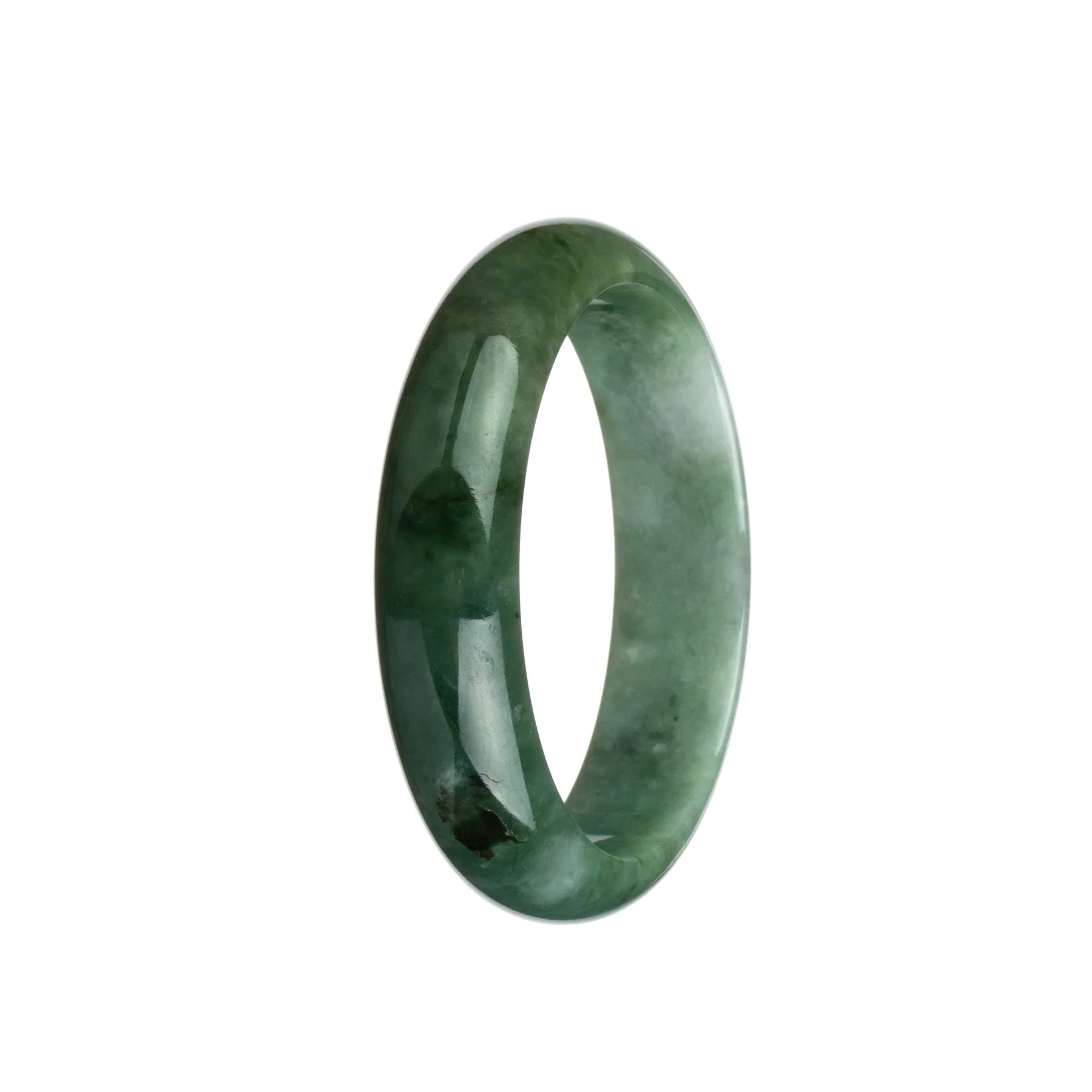 Real Grade A Green Pattern Jadeite Jade Bangle - 58mm Half Moon