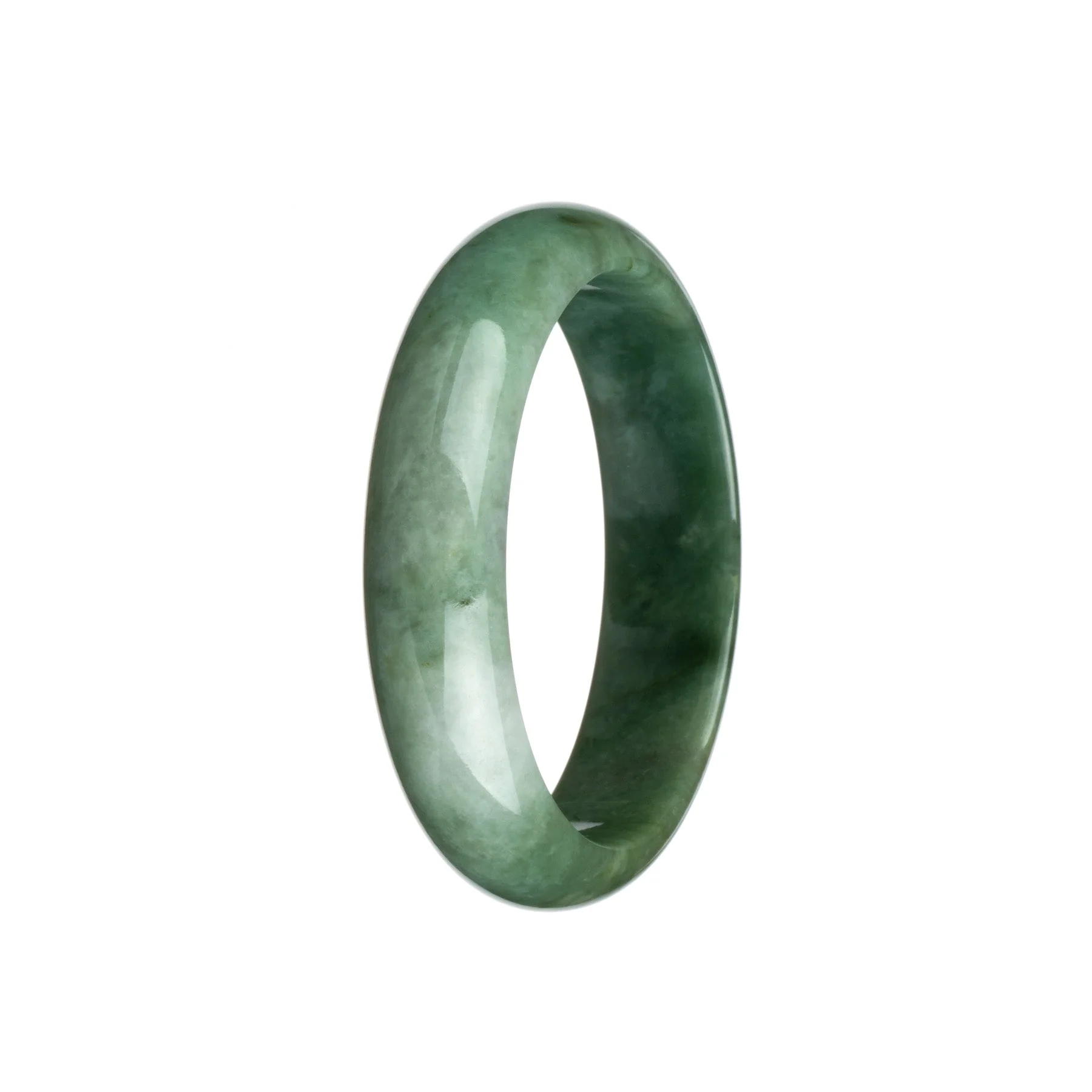 Real Grade A Green Pattern Jadeite Jade Bangle - 58mm Half Moon - Image 3