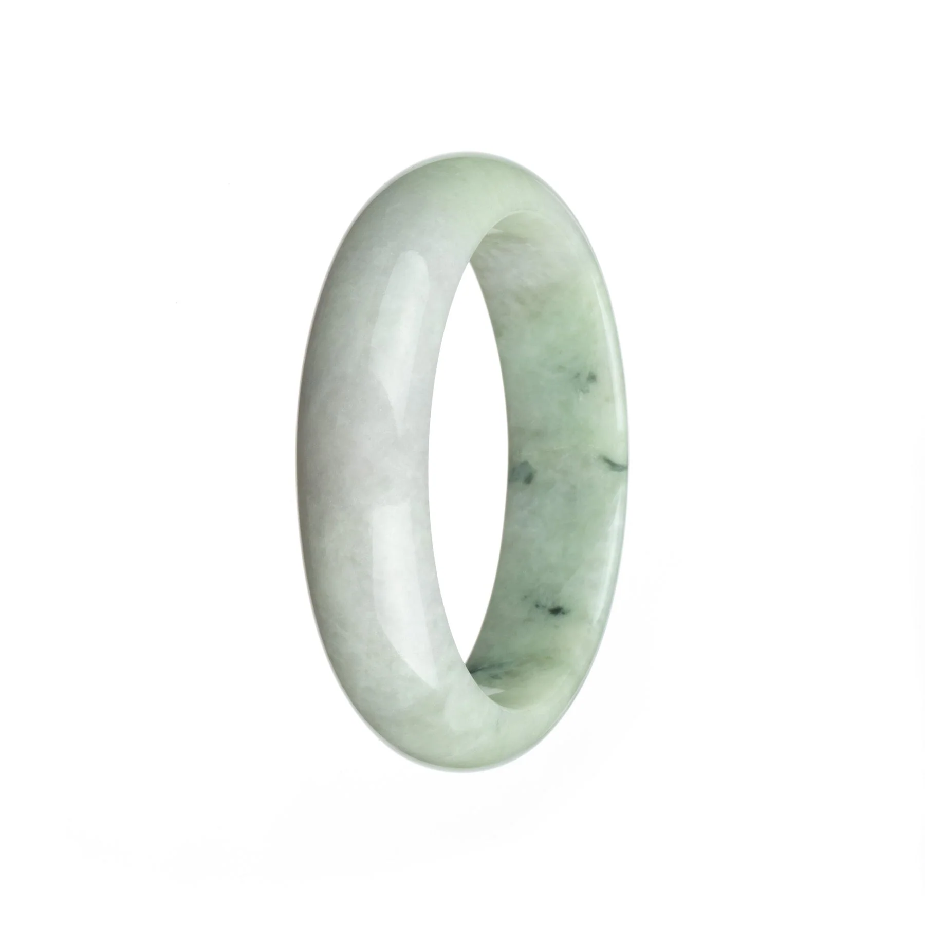 Authentic Untreated White Jade Bangle Bracelet - 59mm Half Moon - Image 2