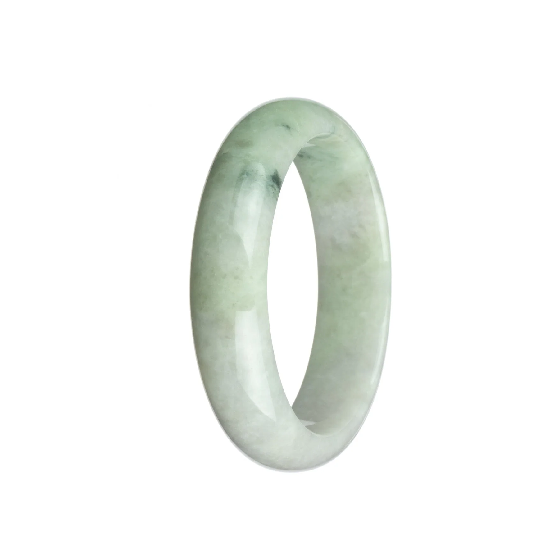 Authentic Untreated White Jade Bangle Bracelet - 59mm Half Moon - Image 3
