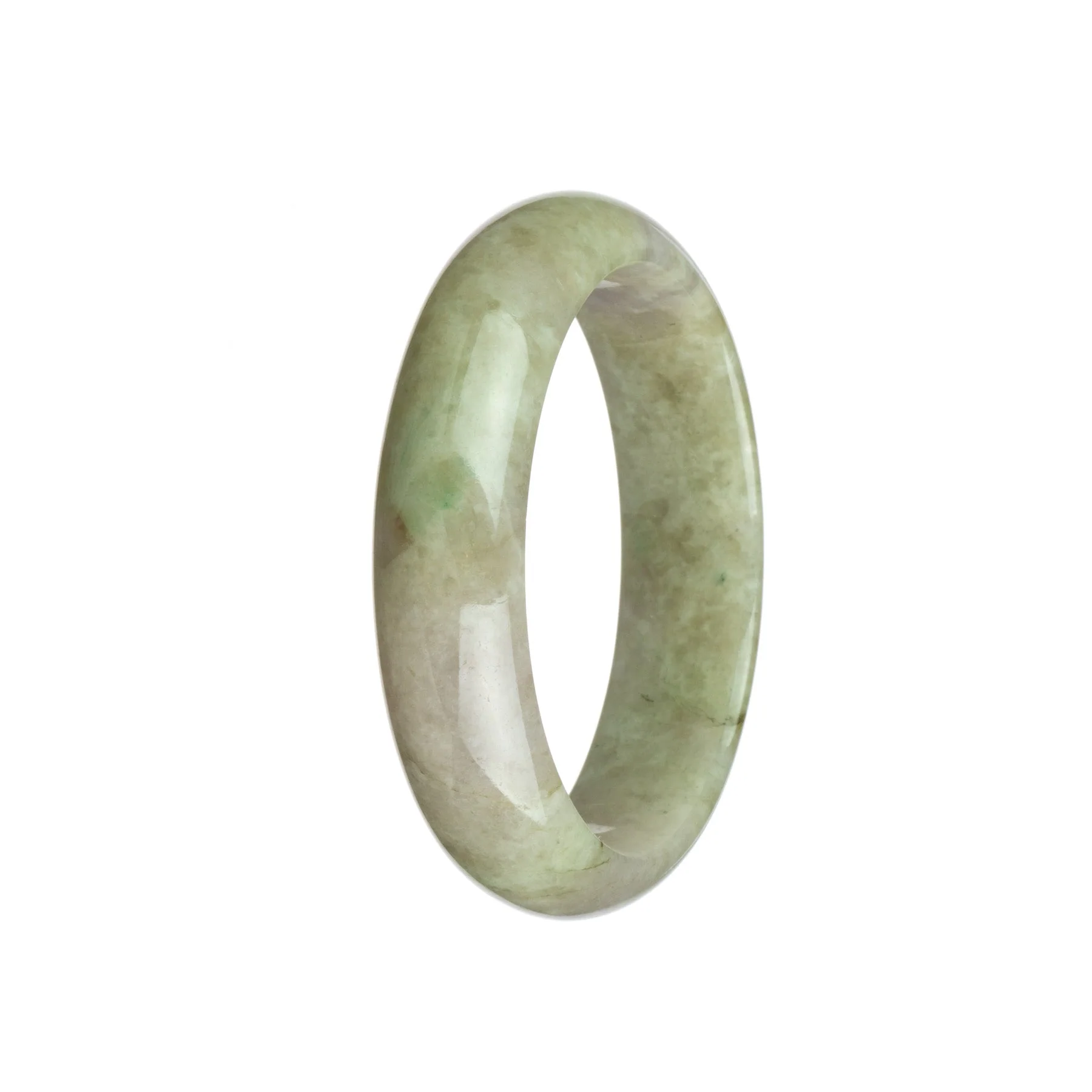 Authentic Grade A Brownish White and Lavender Jadeite Bracelet - 59mm Half Moon