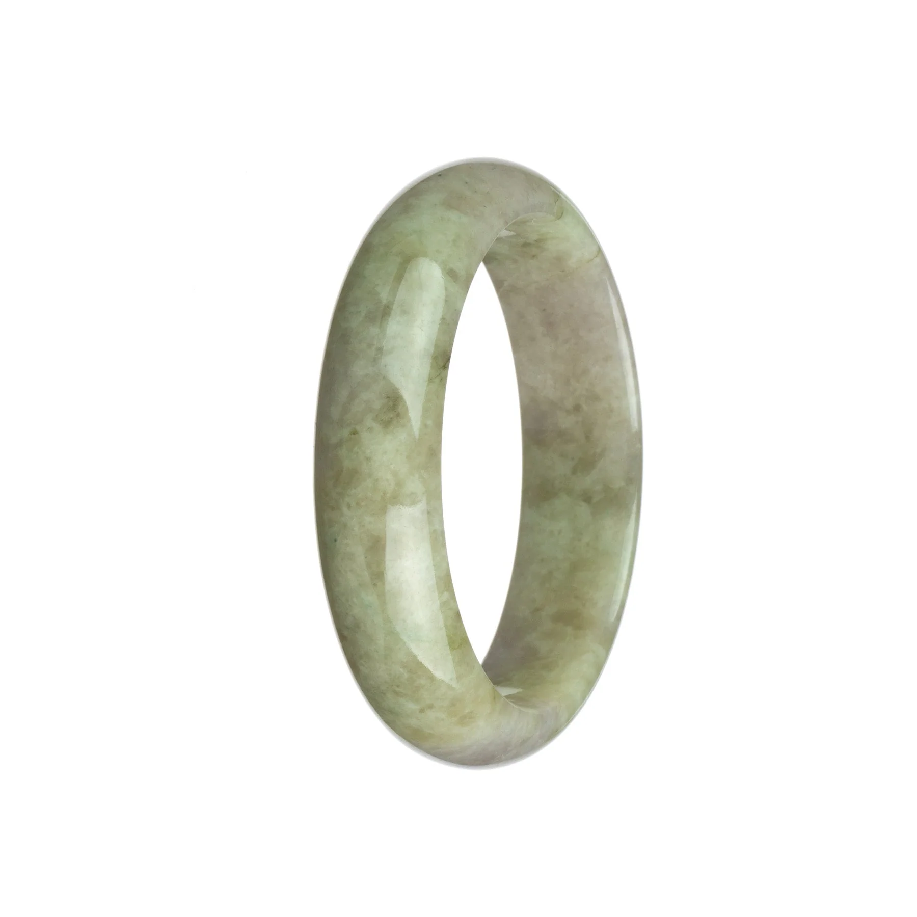 Authentic Grade A Brownish White and Lavender Jadeite Bracelet - 59mm Half Moon - Image 3