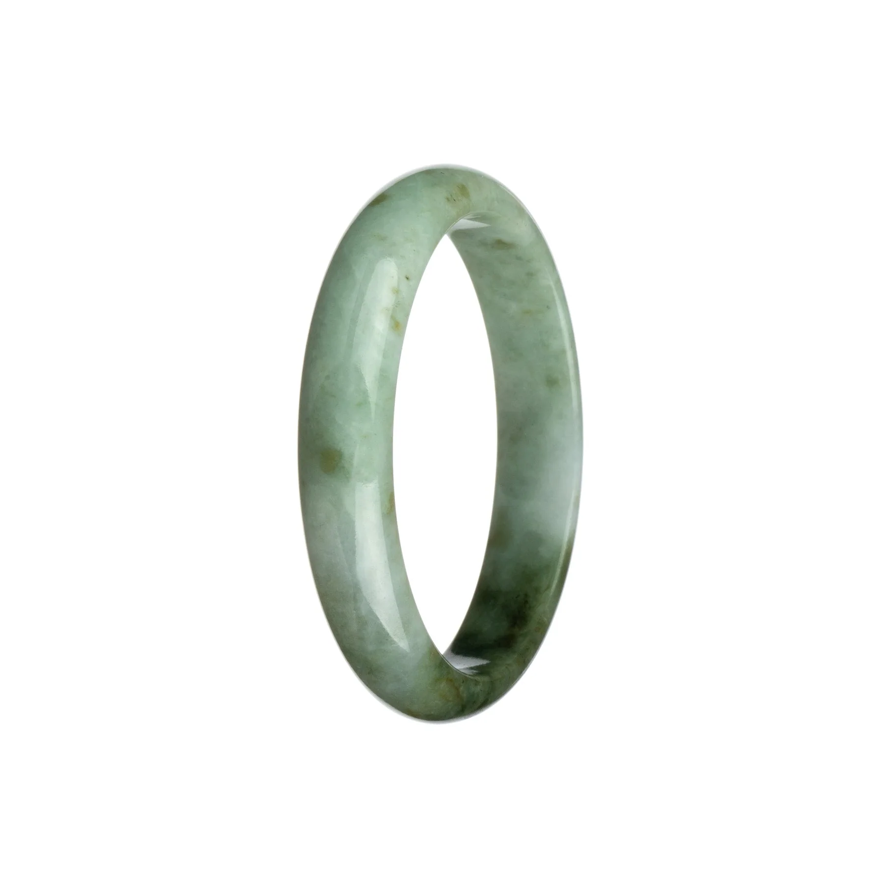 Authentic Grade A Grey with Olive Green Burma Jade Bracelet - 58mm Half Moon - Image 3