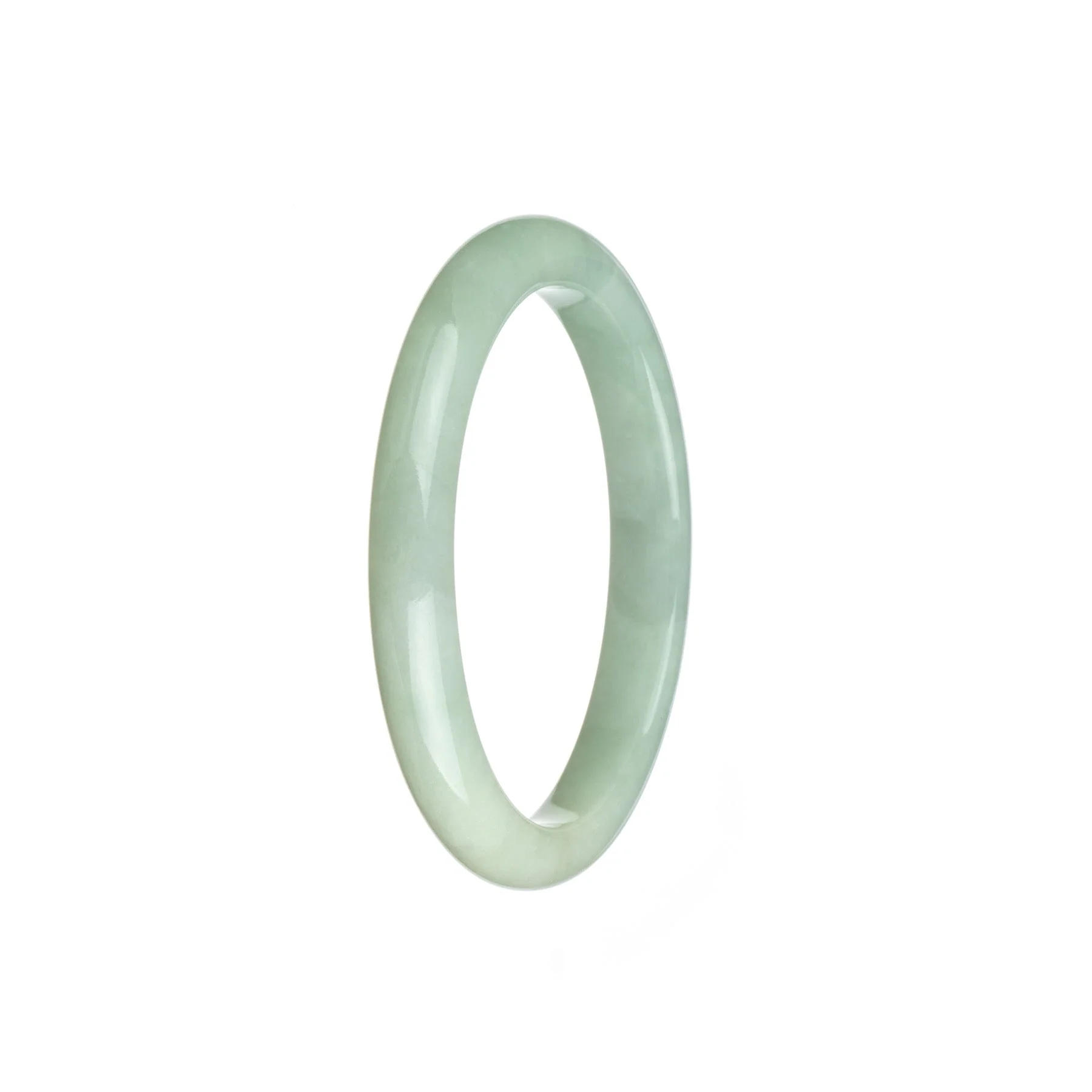 Certified Untreated White Traditional Jade Bangle Bracelet - 55mm Semi Round - Image 3