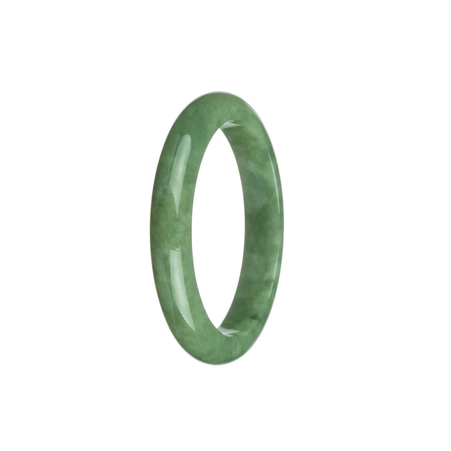 Genuine Grade A Green Traditional Jade Bangle Bracelet - 53mm Semi Round - Image 2