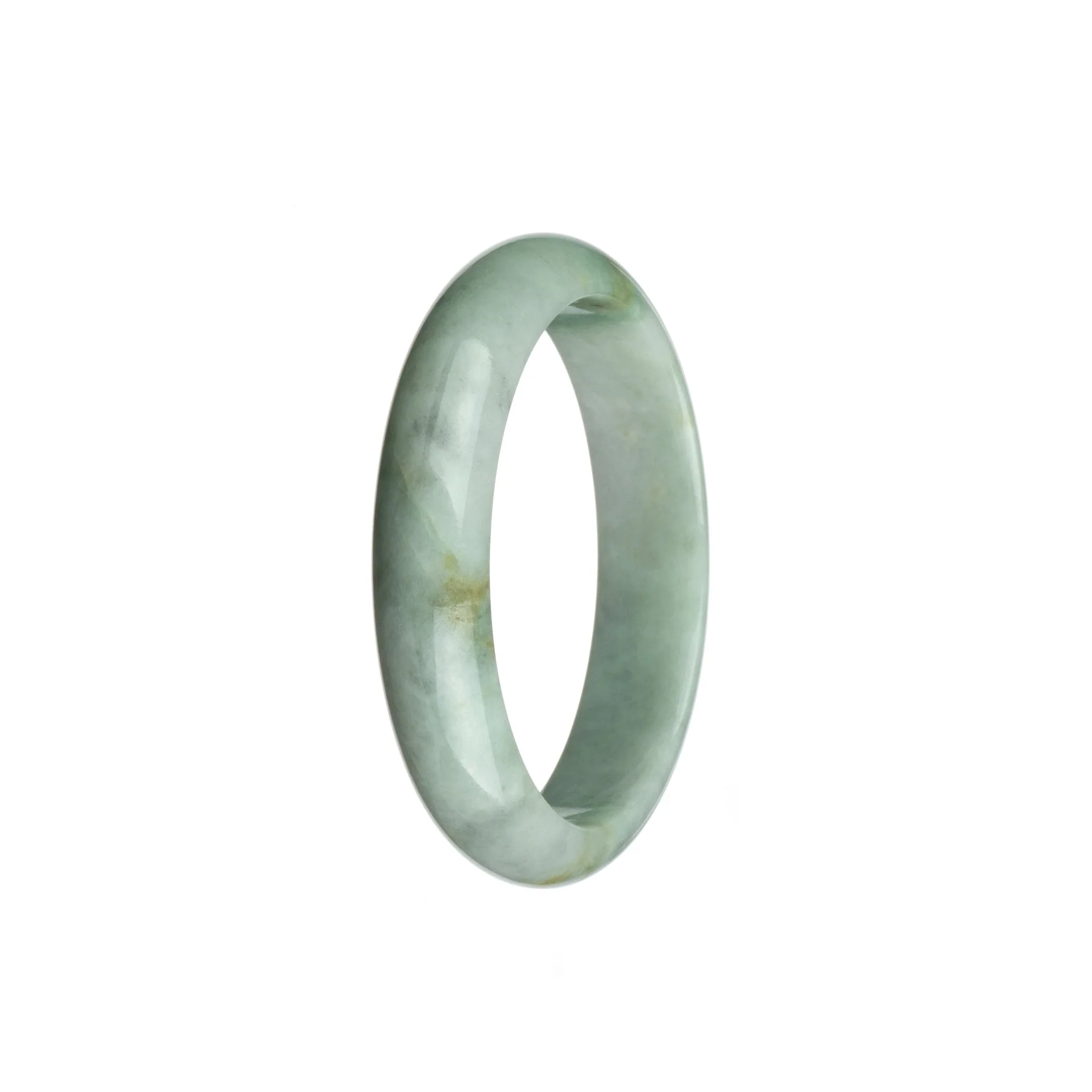Genuine Untreated White with Green Traditional Jade Bracelet - 54mm Half Moon