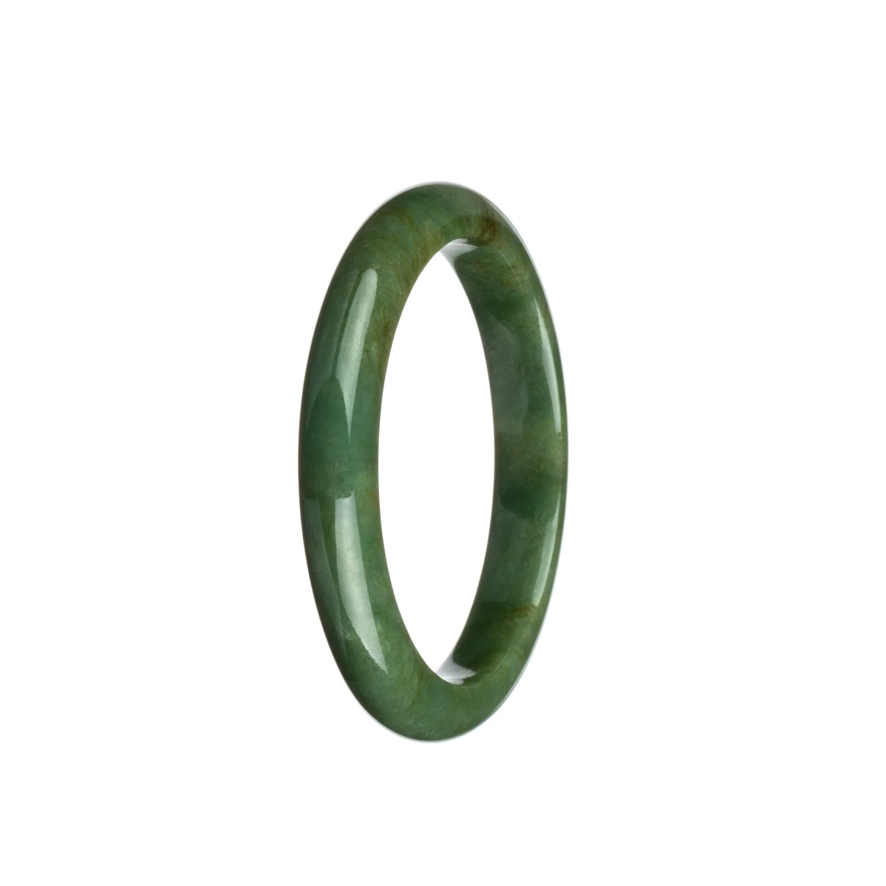 Genuine Type A Green Jade Bracelet - 56mm Semi Round - Image 3