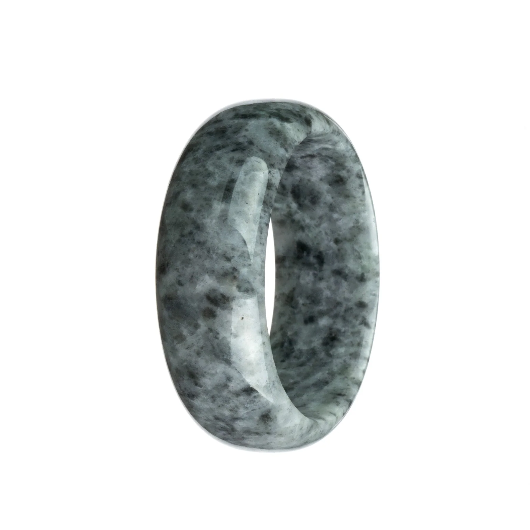 Genuine Grade A Grey Pattern Burma Jade Bracelet - 59mm Half Moon