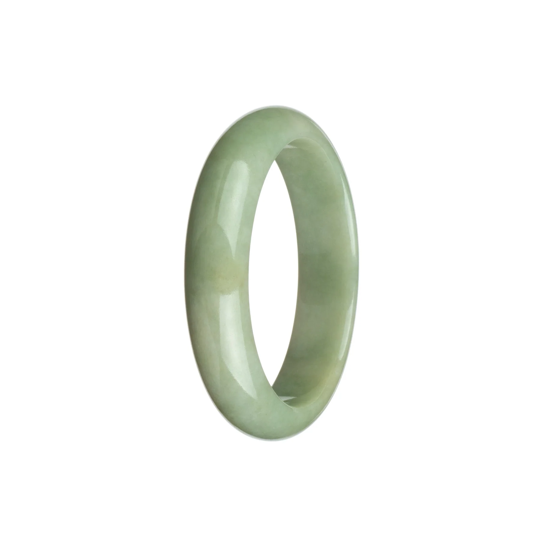 Genuine Grade A Off White Jadeite Jade Bangle Bracelet - 55mm Half Moon