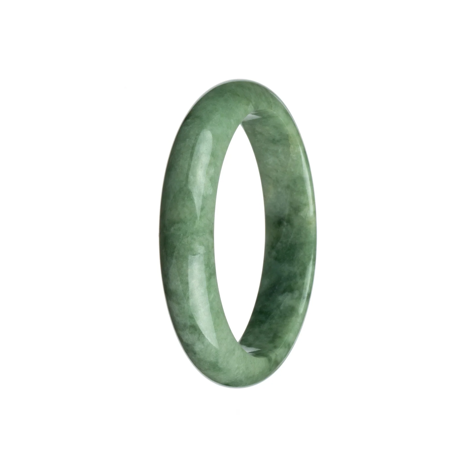Genuine Grade A Light Green Burmese Jade Bracelet - 59mm Half Moon