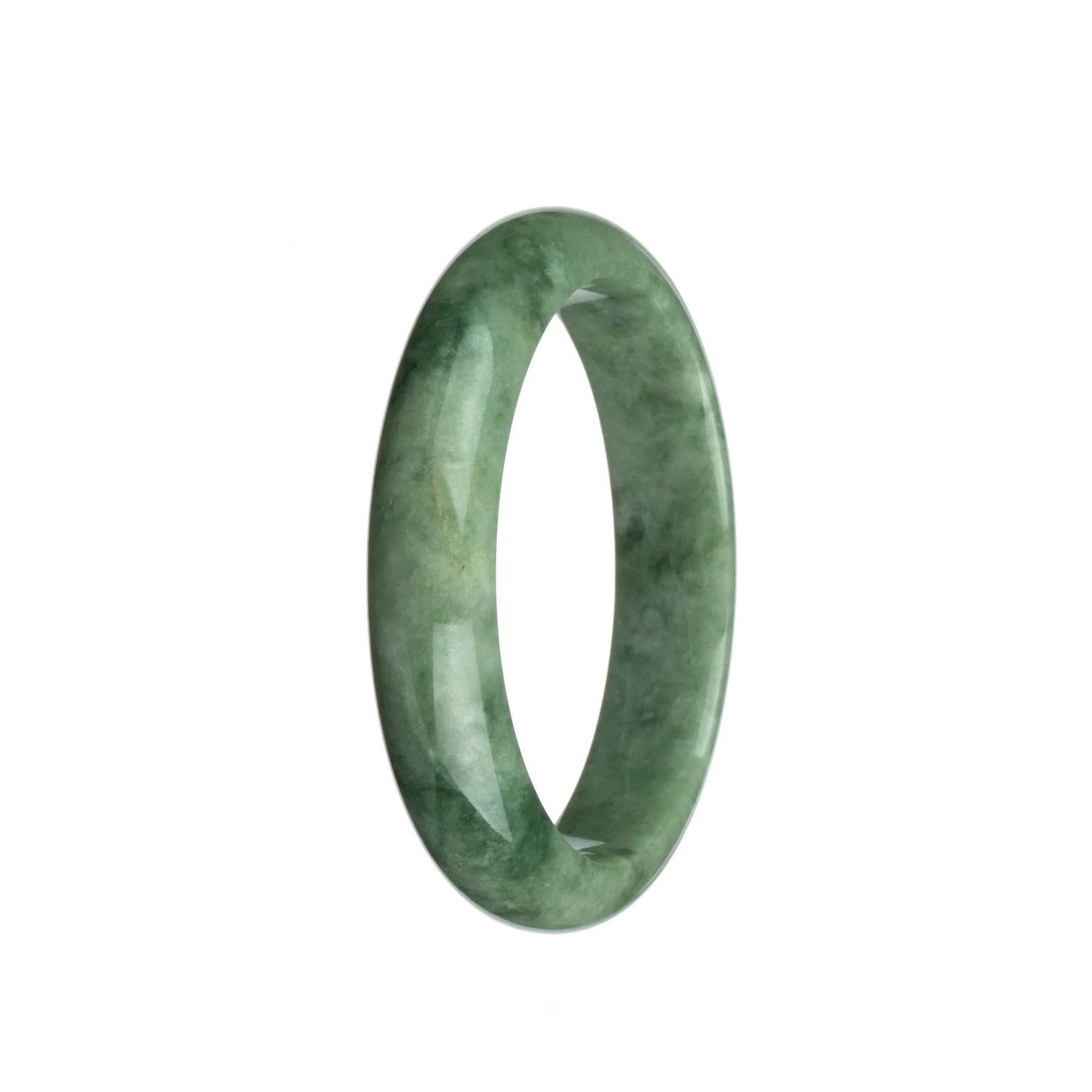 Genuine Grade A Light Green Burmese Jade Bracelet - 59mm Half Moon - Image 2