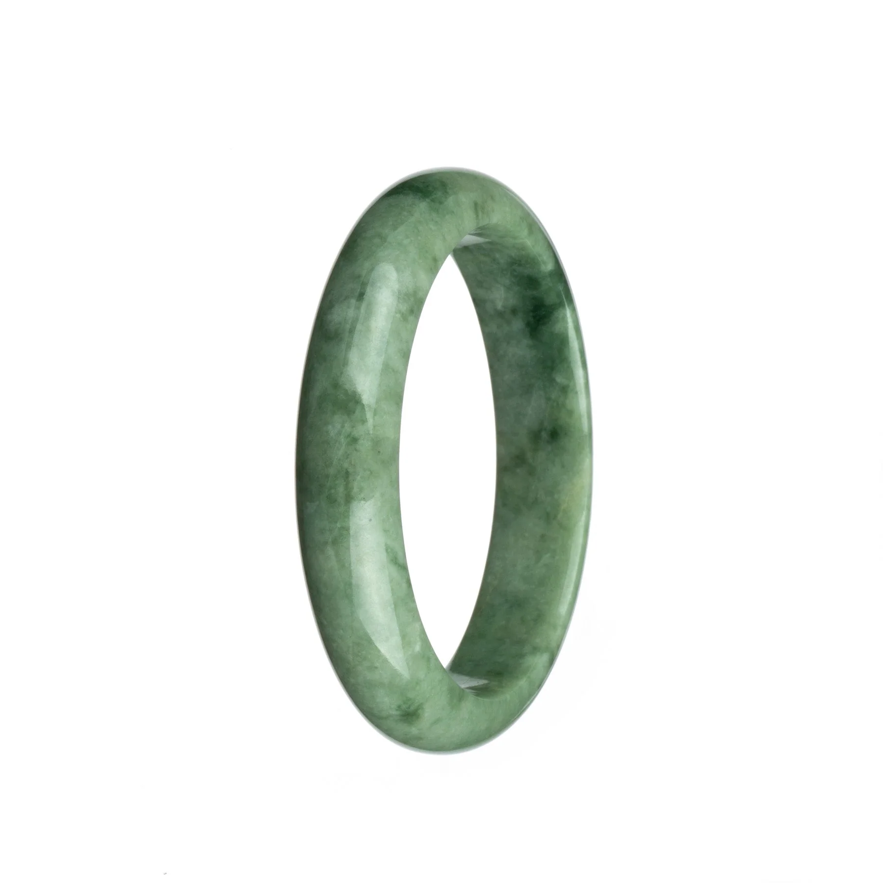 Genuine Grade A Light Green Burmese Jade Bracelet - 59mm Half Moon - Image 3