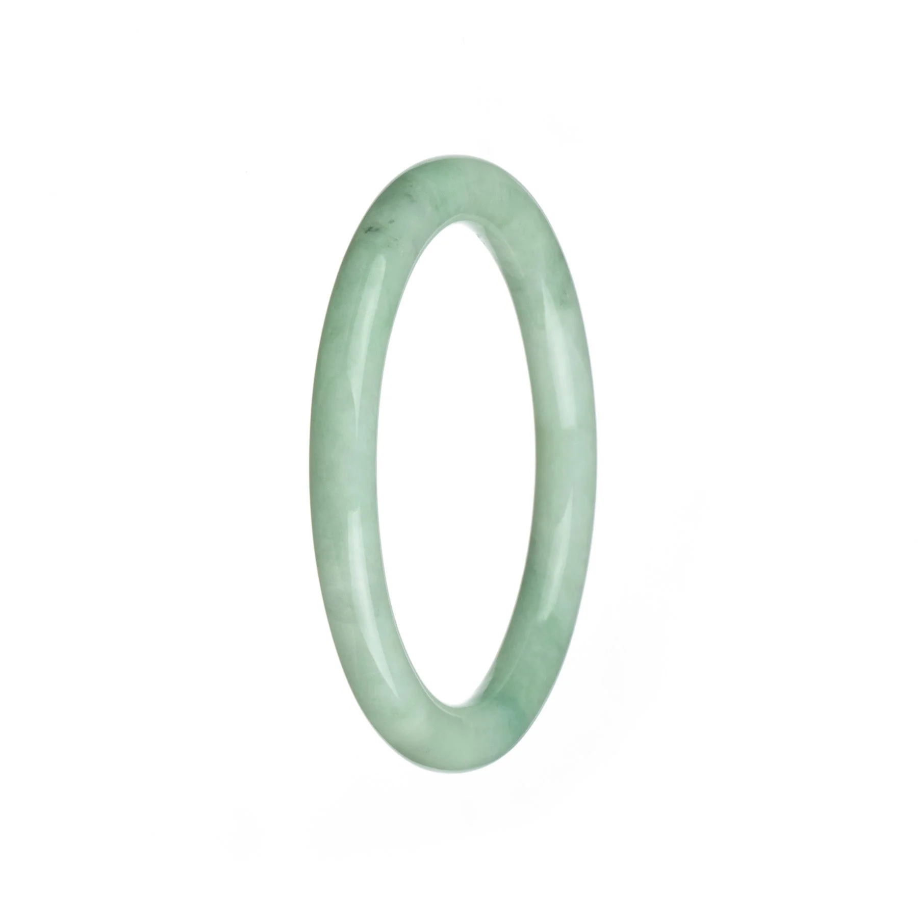 Genuine Type A Light Green Jadeite Jade Bracelet - 59mm Petite Round - Image 2