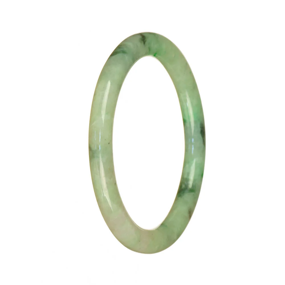 Authentic Untreated Light Green Pattern Jadeite Bangle Bracelet - 55mm Petite Round