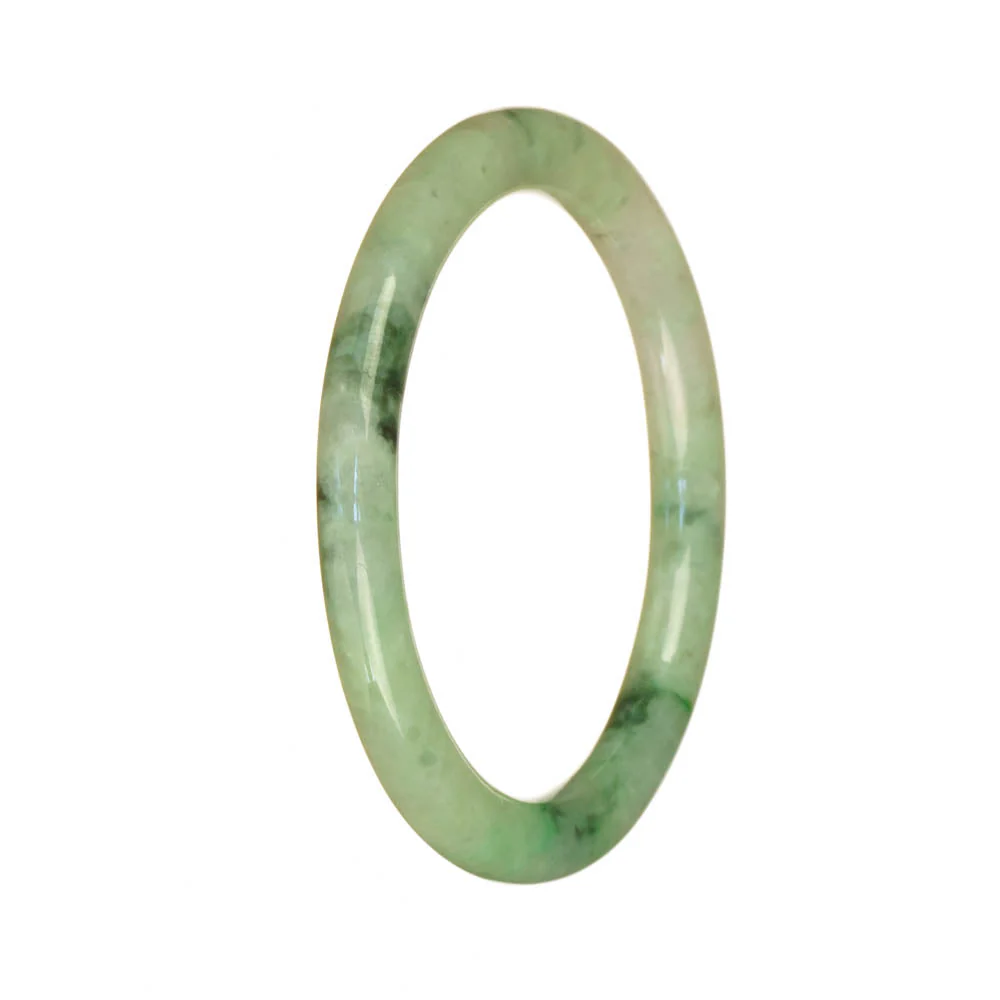 Authentic Untreated Light Green Pattern Jadeite Bangle Bracelet - 55mm Petite Round - Image 2