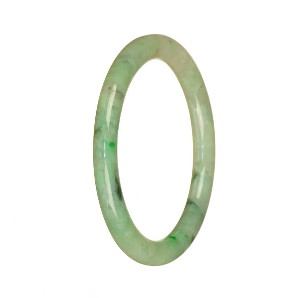 Authentic Untreated Light Green Pattern Jadeite Bangle Bracelet - 55mm Petite Round - Image 3