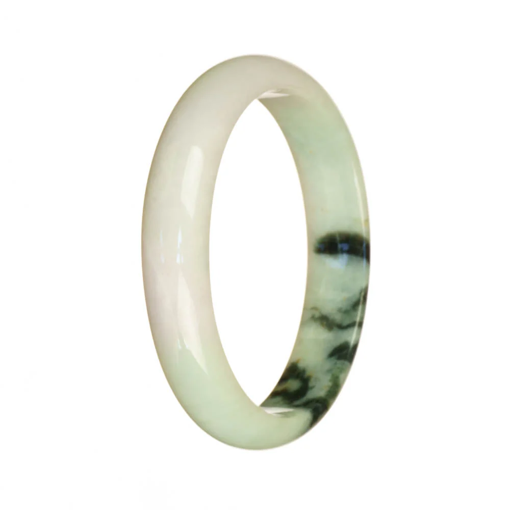 Real Grade A White and Lavender Pattern Jadeite Bangle Bracelet - 57mm Half Moon - Image 2