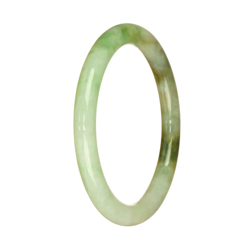 Real Grade A Apple Green Pattern Burma Jade Bangle - 59mm Petite Round
