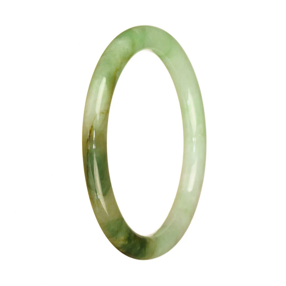 Real Grade A Apple Green Pattern Burma Jade Bangle - 59mm Petite Round - Image 2