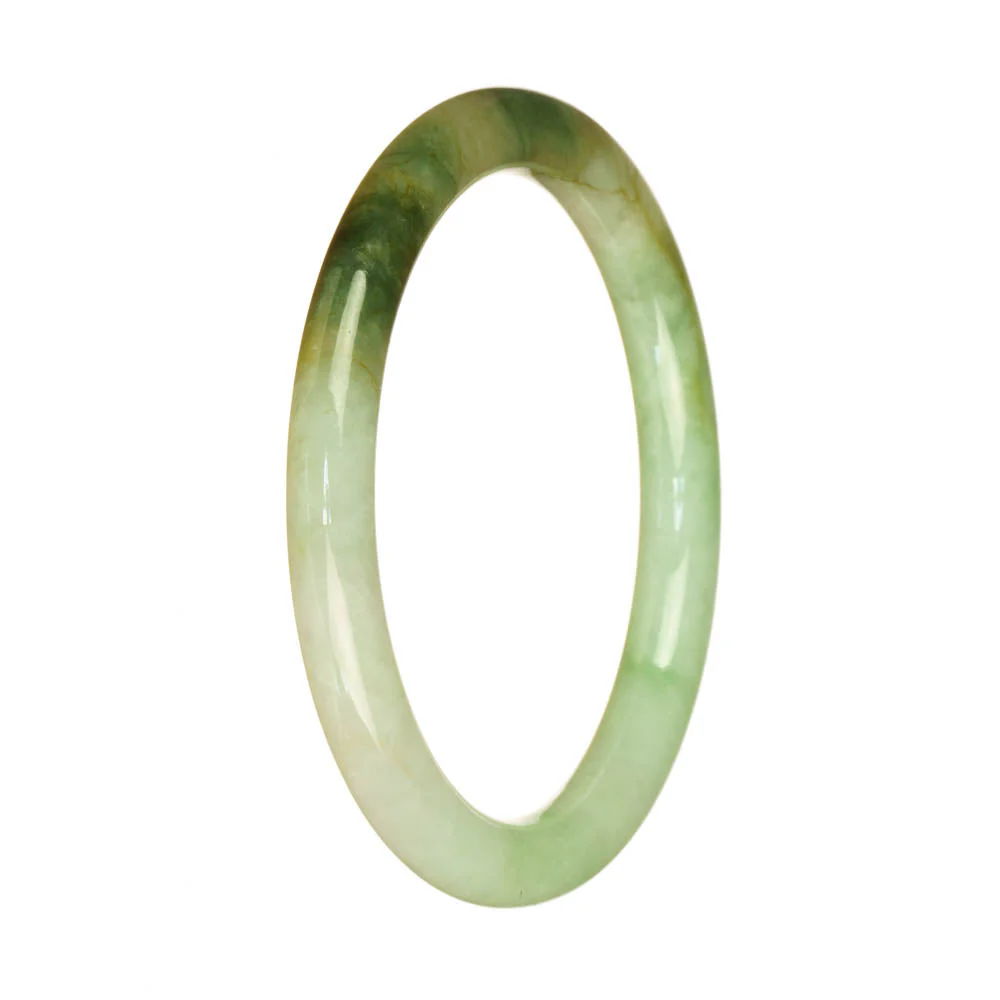 Real Grade A Apple Green Pattern Burma Jade Bangle - 59mm Petite Round - Image 3