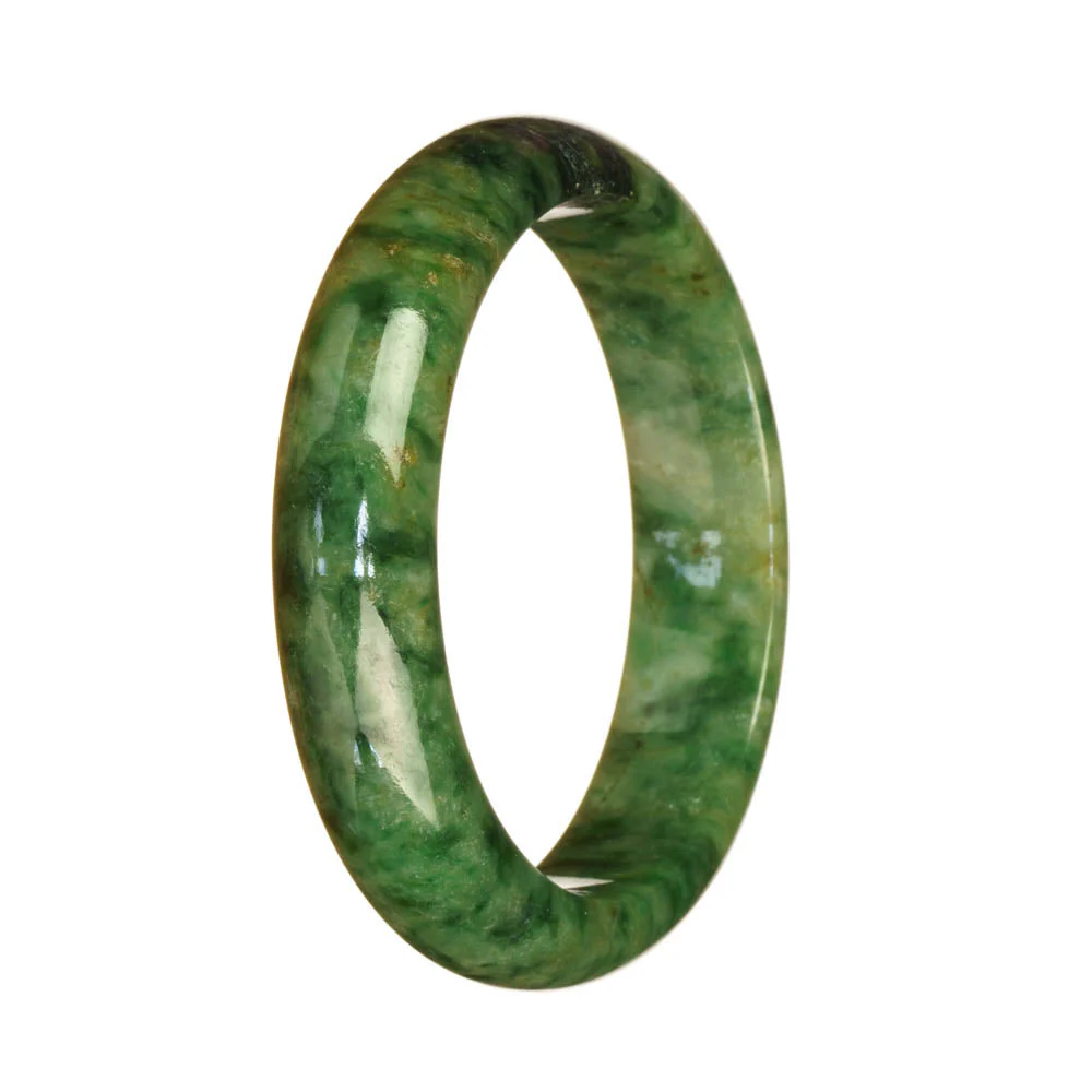 Real Grade A Green Pattern Jadeite Jade Bangle Bracelet - 57mm Half Moon