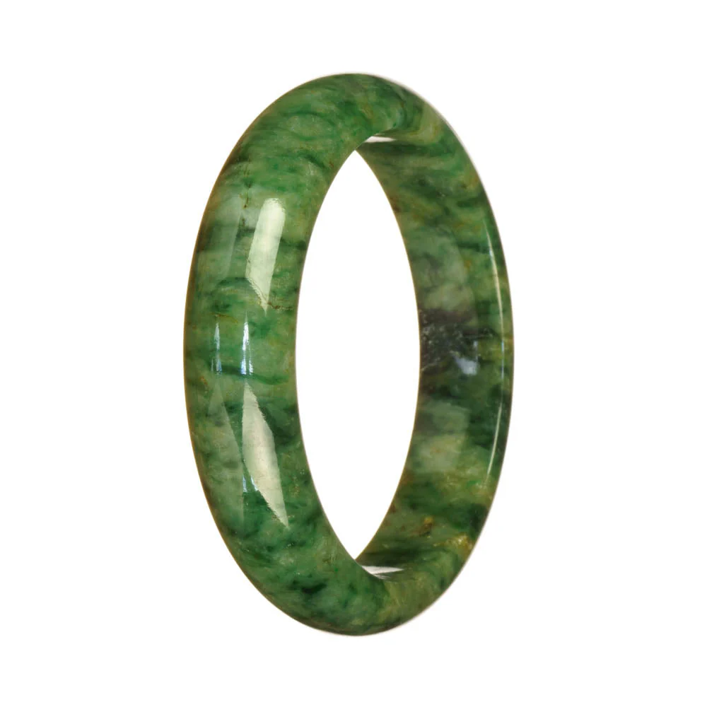 Real Grade A Green Pattern Jadeite Jade Bangle Bracelet - 57mm Half Moon - Image 2
