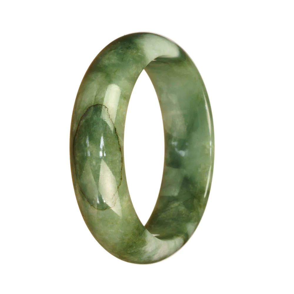 Genuine Natural Green Pattern Jadeite Bangle Bracelet - 55mm Half Moon - Image 3