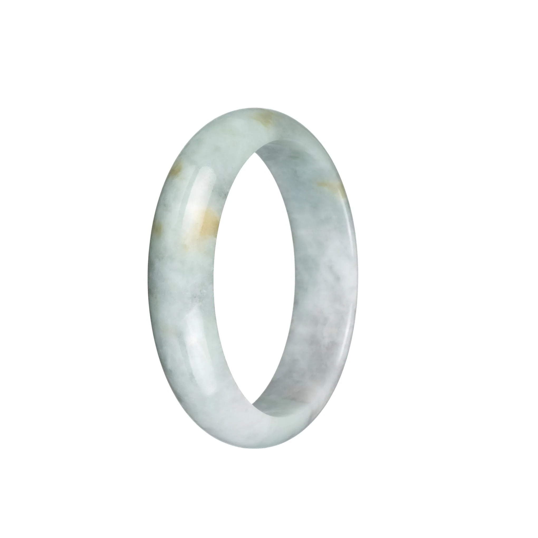 Genuine Grade A Pale Green Jadeite Jade Bangle Bracelet - 56mm Half Moon - Image 3