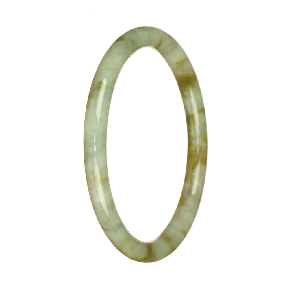Genuine Grade A White and Brown Jade Bangle - 61mm Petite Round - Image 2