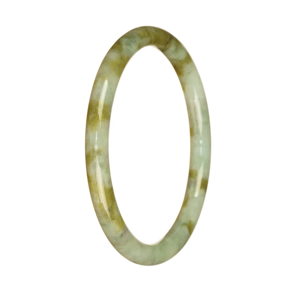 Genuine Grade A White and Brown Jade Bangle - 61mm Petite Round - Image 3