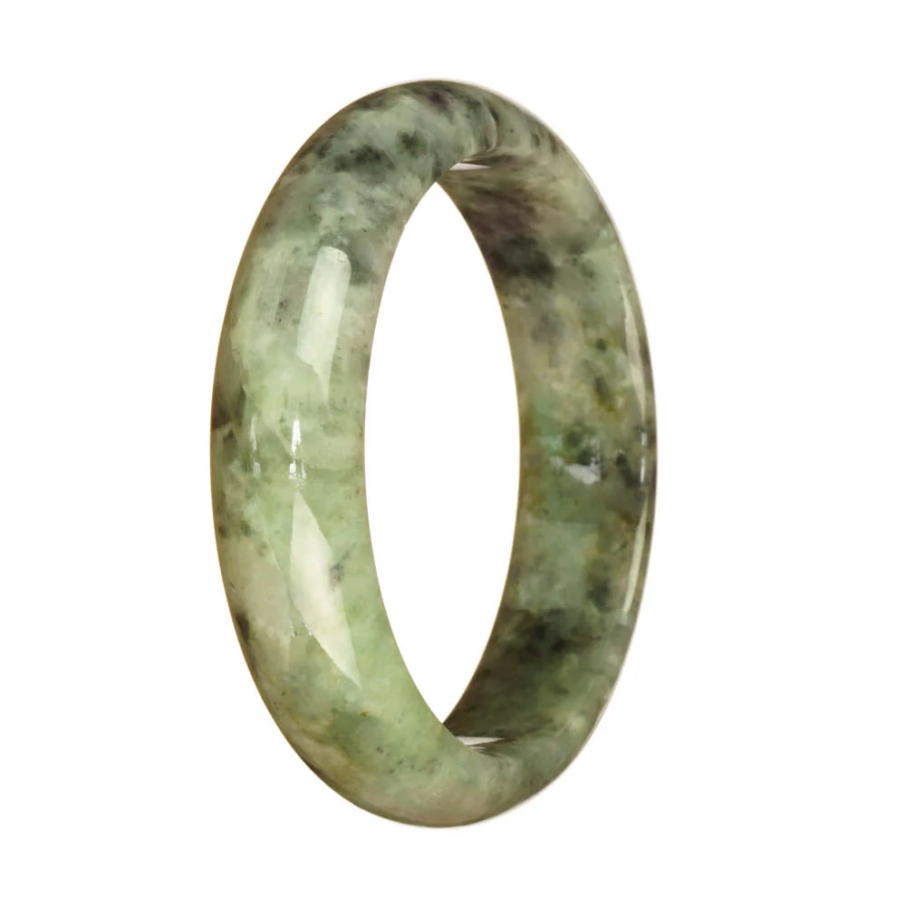 Certified Type A Grey Pattern Jadeite Bracelet - 59mm Half Moon