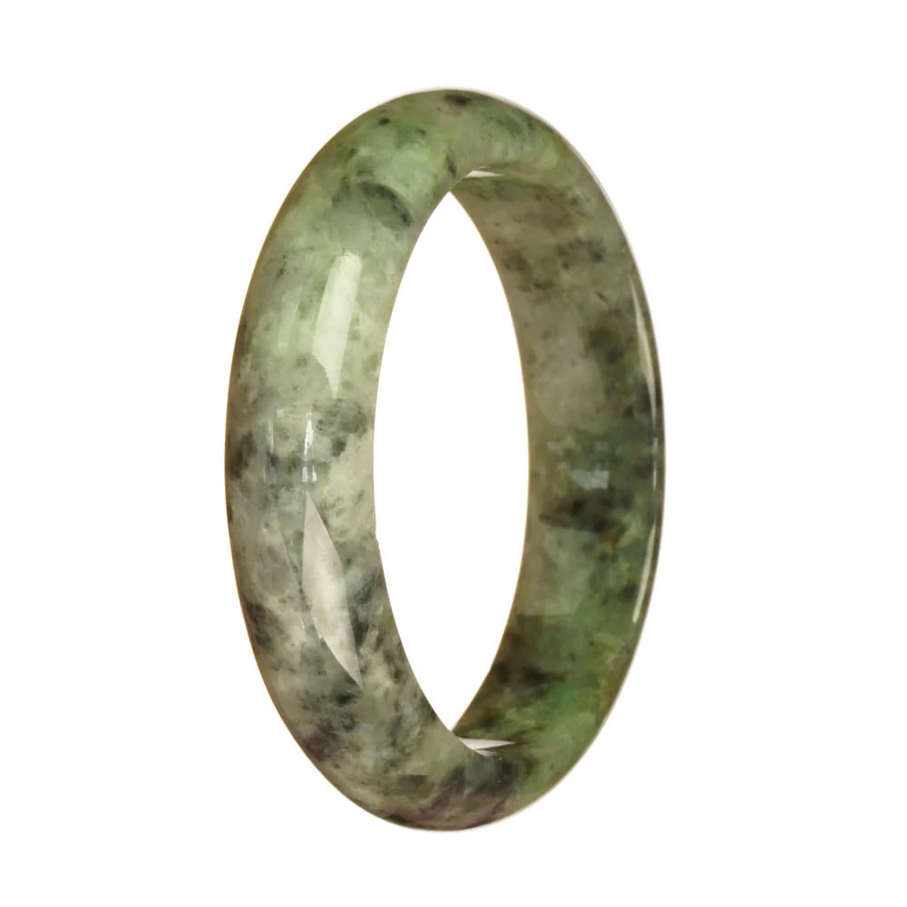 Certified Type A Grey Pattern Jadeite Bracelet - 59mm Half Moon - Image 3