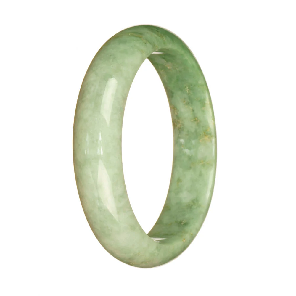 Genuine Natural Light Green Pattern Jadeite Bracelet - 58mm Half Moon - Image 2