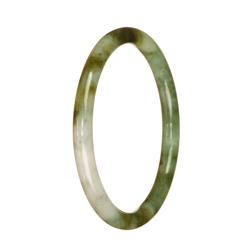 Real Grade A Olive Green Pattern Jadeite Jade Bangle Bracelet - 62mm Petite Round