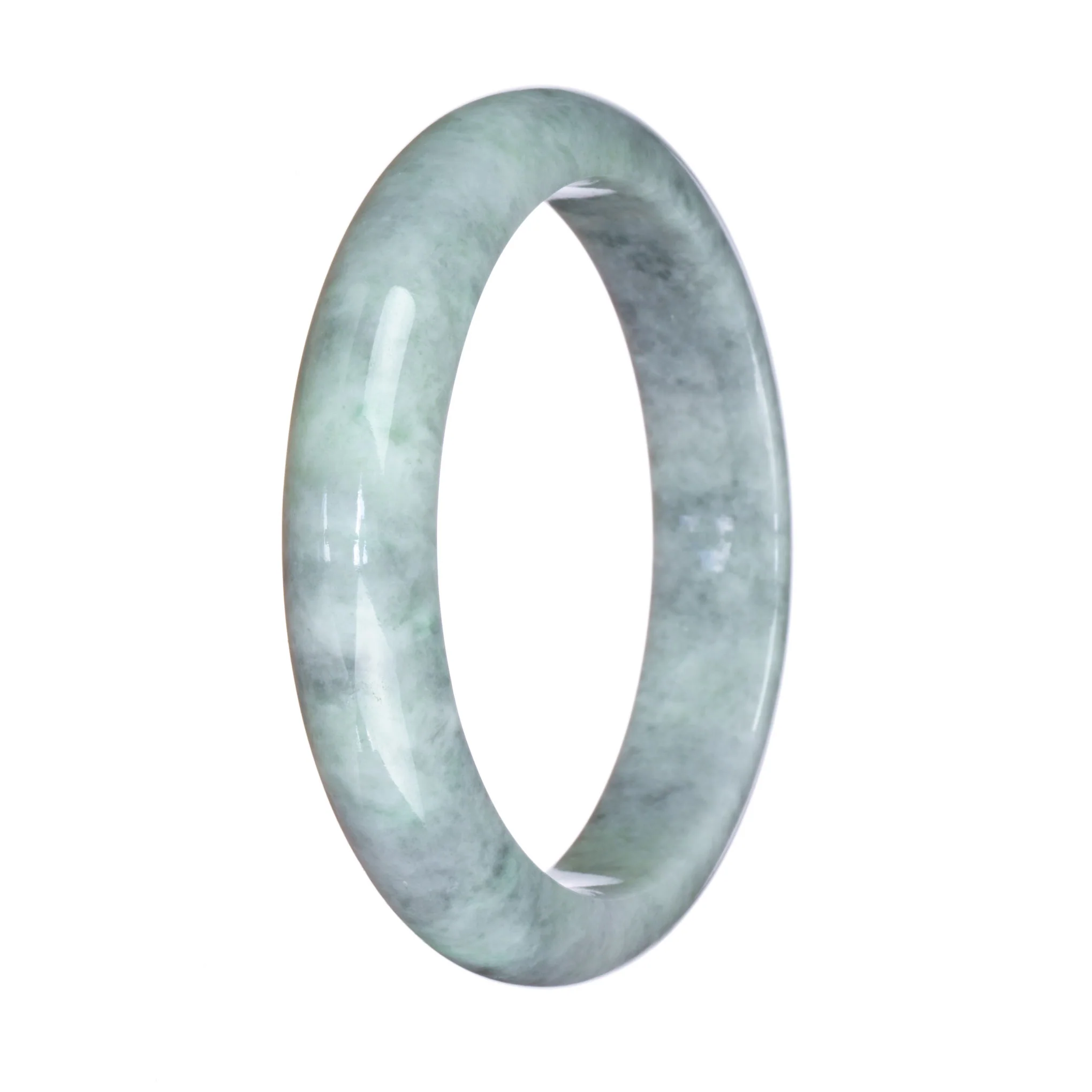 Genuine Untreated Grey Pattern Burmese Jade Bracelet - 59mm Half Moon - Image 3