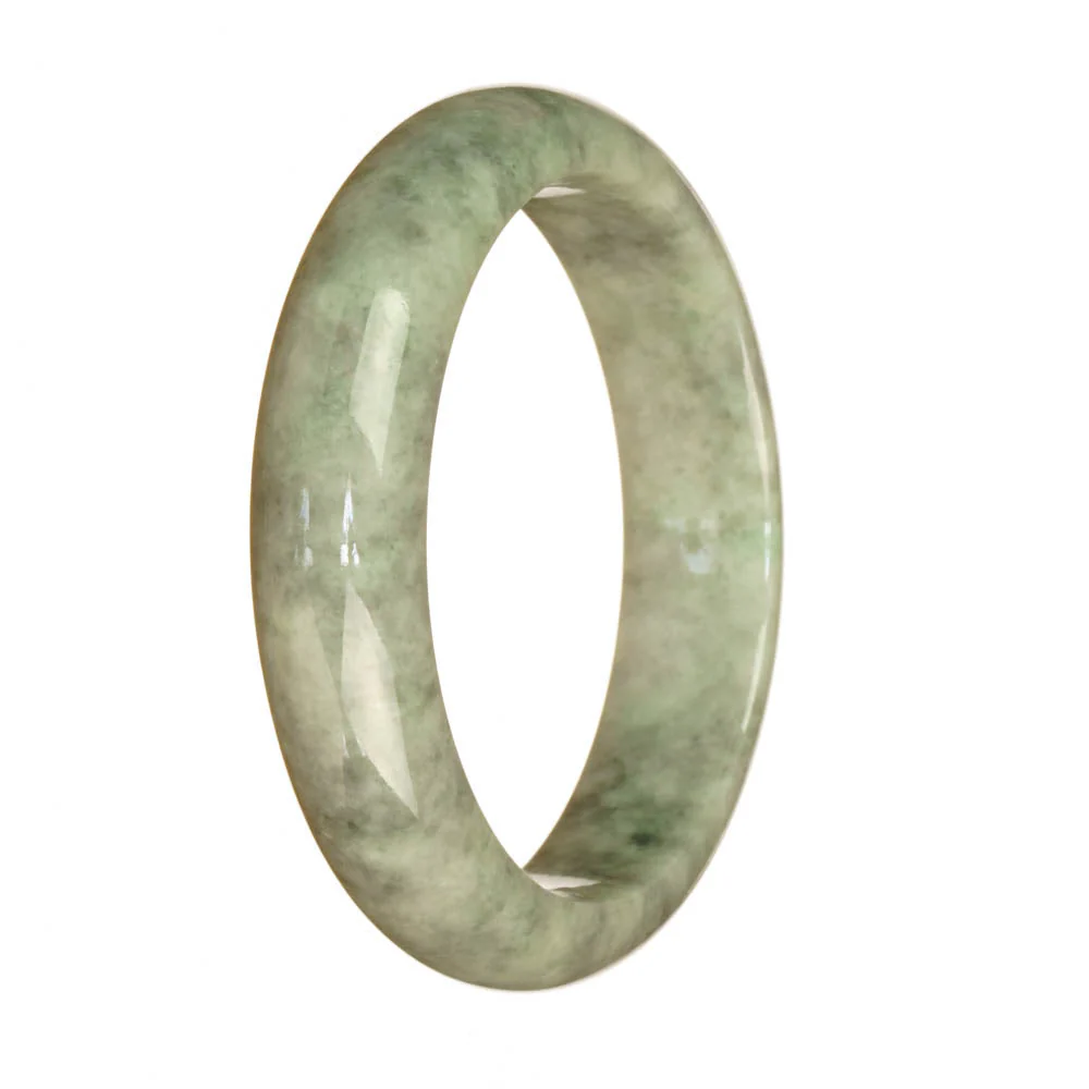 Real Untreated Grey Pattern Jade Bangle - 59mm Half Moon - Image 2