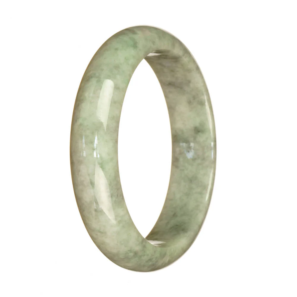 Real Untreated Grey Pattern Jade Bangle - 59mm Half Moon - Image 3