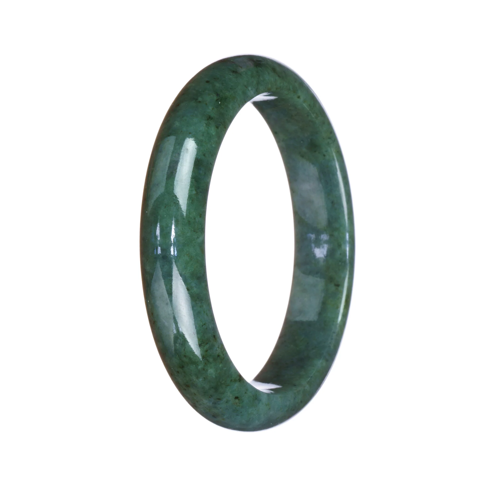 Certified Grade A Green Jadeite Jade Bangle - 55mm Half Moon - Image 2