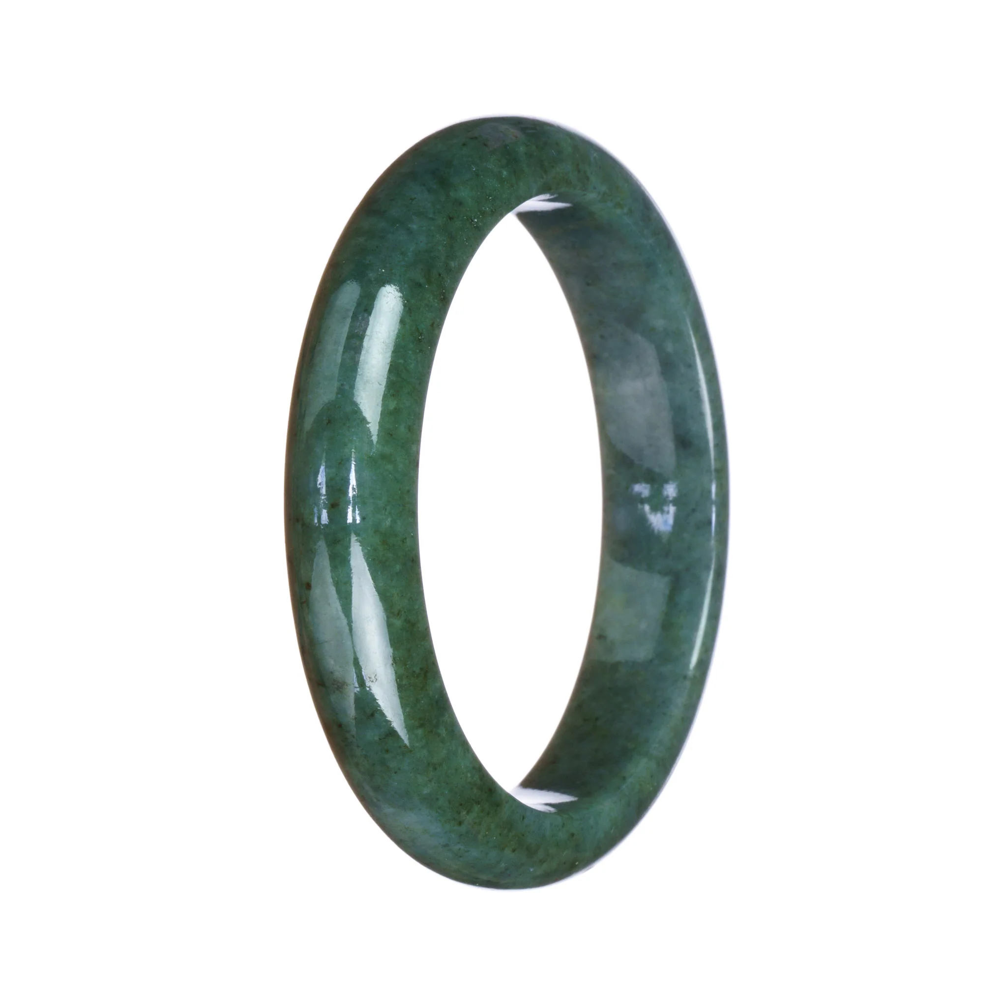Certified Grade A Green Jadeite Jade Bangle - 55mm Half Moon - Image 3