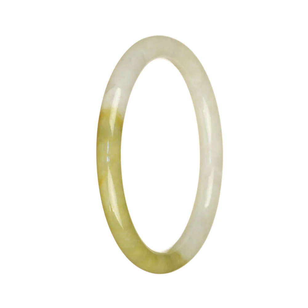 Authentic Untreated White and Olive Green Burma Jade Bracelet - 57mm Petite Round