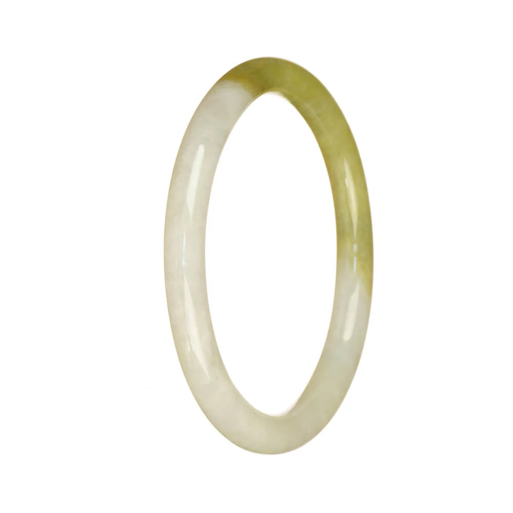 Authentic Untreated White and Olive Green Burma Jade Bracelet - 57mm Petite Round - Image 3