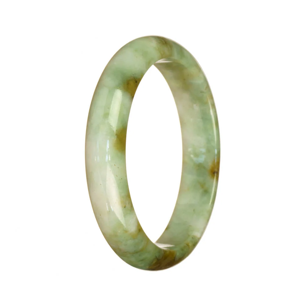 Genuine Grade A White and Green Pattern Traditional Jade Bangle - 56mm Half Moon - Image 3